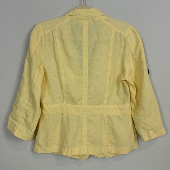 Chico’s Butter Yellow Linen Blazer 3/4 Sleeves 0/XS - Picture 3 of 7